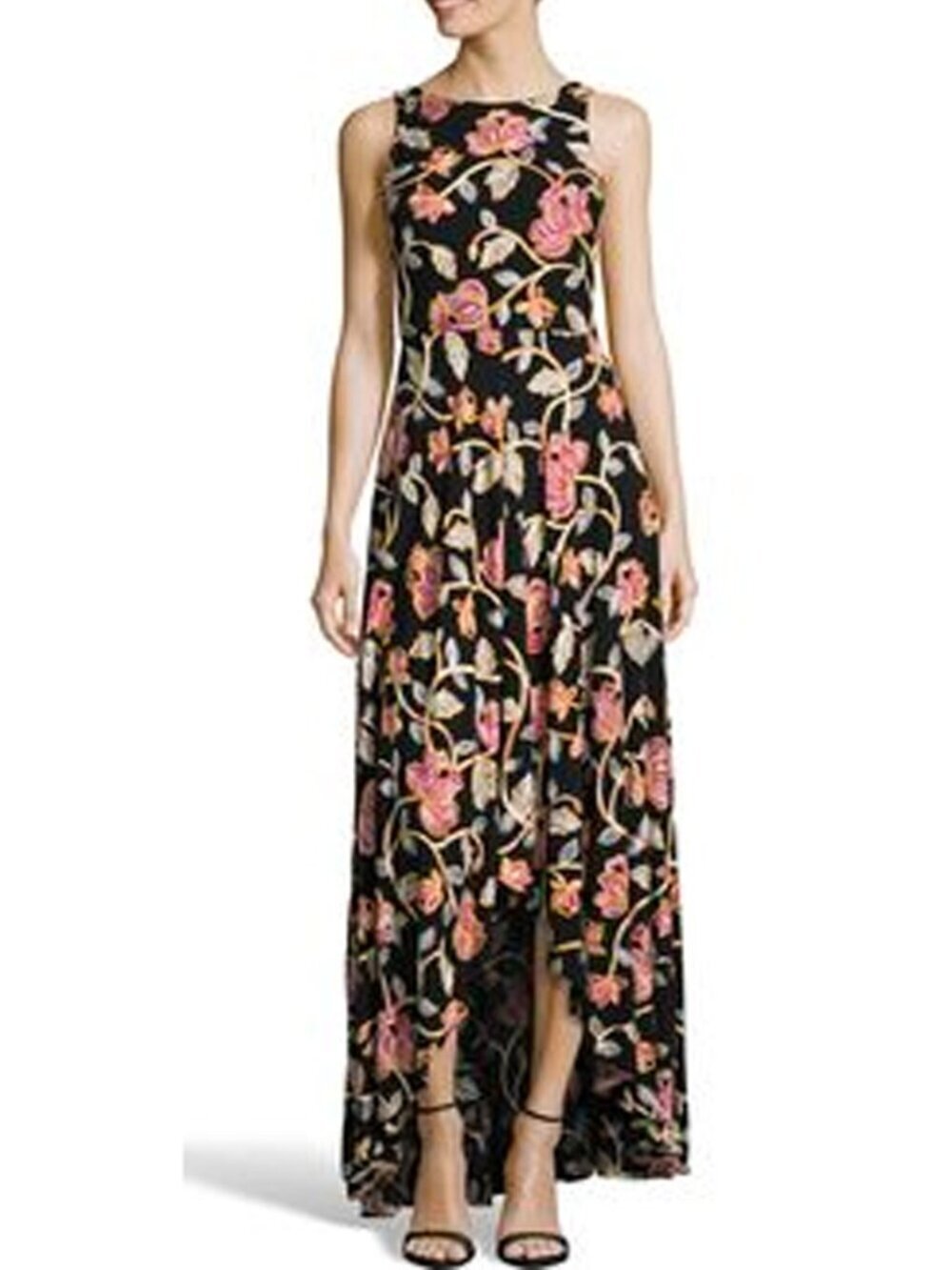 Nicole Miller Floral Embroidered Hi-Low Maxi Dress Size 6